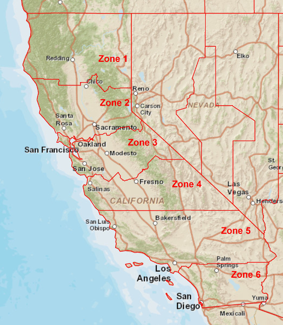 California state plane zones